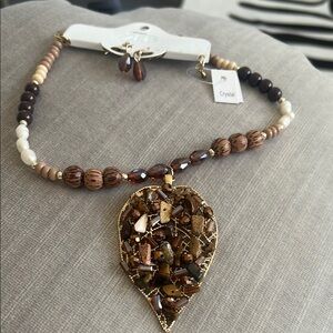 Elegant Brown Beaded Necklace and Earring Set
